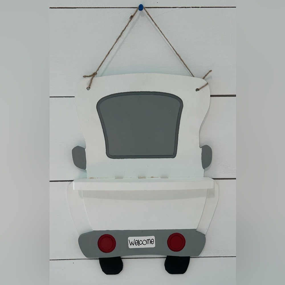 White and Gray Truck Hanging Decor